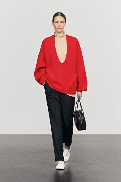Massimo Dutti Yün karışımlı oversize triko kazak
