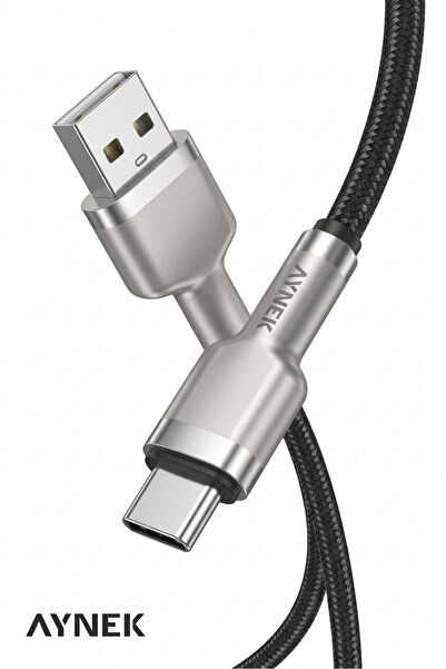 Aynek USB-A to Type-C Fast Charging Cable (1m) with Premium Aluminum Case Con...