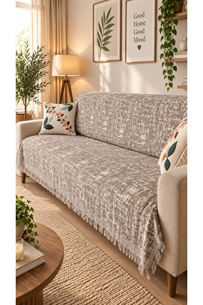 Desenli Koltuk Örtüsü | Saçaklı Koltuk Şalı | Kaymaz Yıkanabilir 170x220