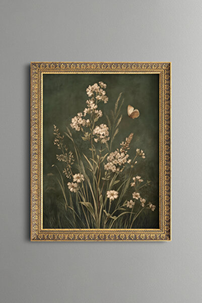 epiqart Wild Flowers and Butterfly - Vintage Patterned Painting - Fine Model