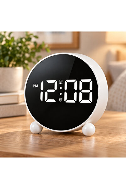 Coverzone Dijital LED Alarm Saat, Ayna Ekranlı Masa ve Başucu Saati, Snooze E...
