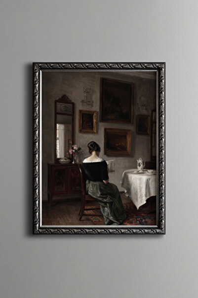 epiqart Woman Reading a Letter - Vintage Patterned Painting - Fine Model