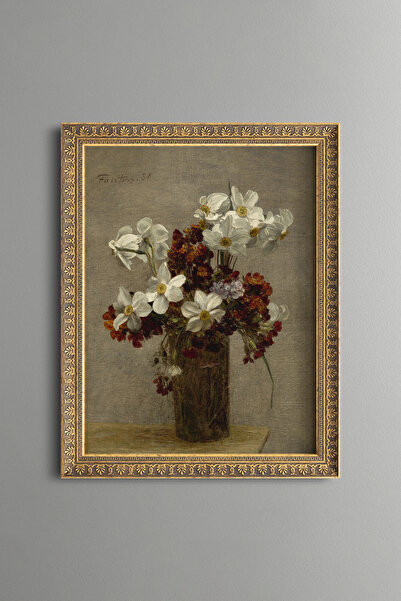 epiqart White Daffodils and Wildflowers - Vintage Patterned Painting - Fine M...