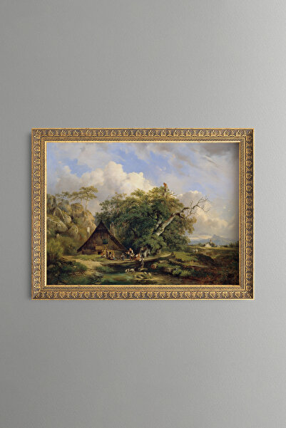 epiqart Village Life in the Heart of Nature - Vintage Patterned Painting - Fi...