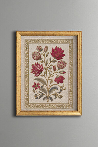 epiqart Nakışlı Çiçek Motifi - Vintage Desenli Tablo - İnce Model