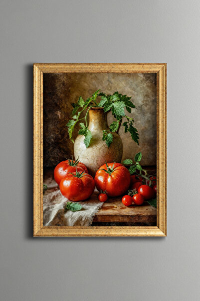 epiqart Tomato Still Life - Vintage Patterned Painting - Fine Model