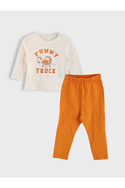 LC Waikiki Crew Neck Printed Baby Boys' T-Shirt and Trousers 2 Pack Set
