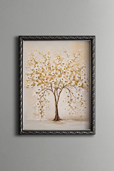 epiqart White Flowering Tree - Vintage Patterned Painting - Fine Model