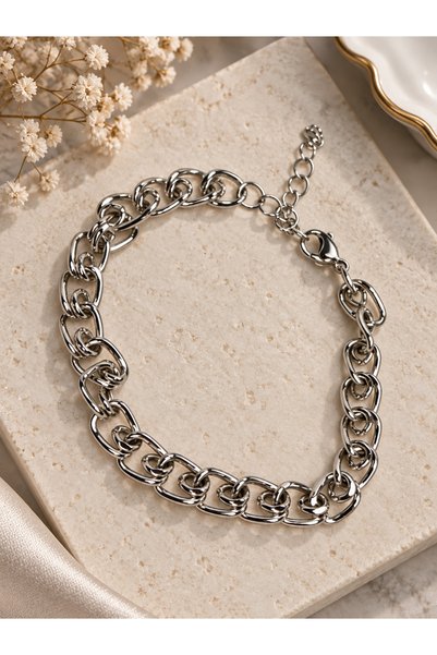 Generic Brand Silver Color Thick Ring Chain Steel Unisex Bracelet