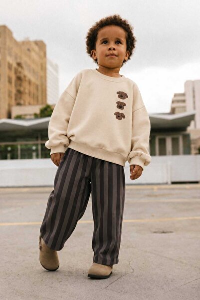 kidsense Boy's Sweet Dog Printed Striped Pants Set