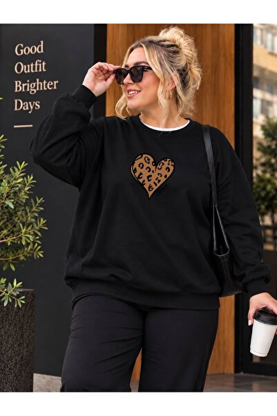 HELLO ROMA 3 Yarn Combed Cotton Plus Size Leopard Print Heart Printed Unisex ...