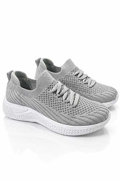 Tonny Black Kadın Açık Gri Rahat Kalıp Triko Bağcıklı Sneaker