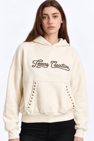 Quzu Embroidery Detailed Sweatshirt Cream