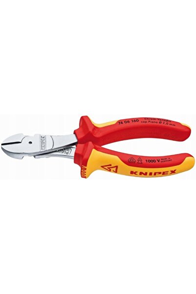 Knipex 74 06 160 clești tăietori laterali cu pârghie sporită, pentru tăiere V...