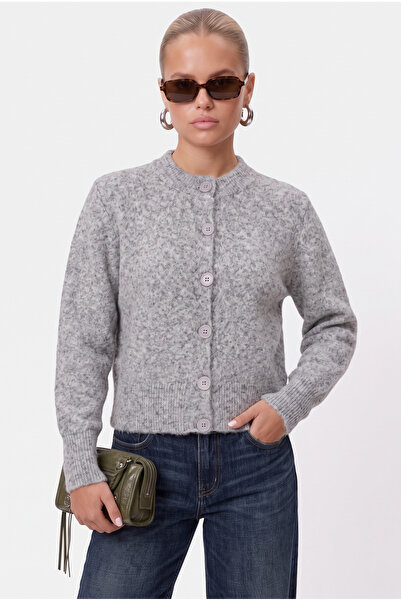 Ritnice Kadın Warm Soft Dokulu Basic Gri Triko Hırka