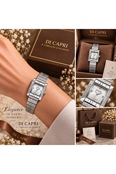 Generic Brand ساعة DI CAPRI النسائية الفضية المربعة LOOSTER TIME