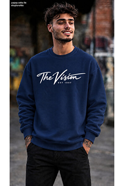 caddekombin سويت شيرت رجالي من The Vision Est 1997 مطبوع عليه الخط العربي ويا...