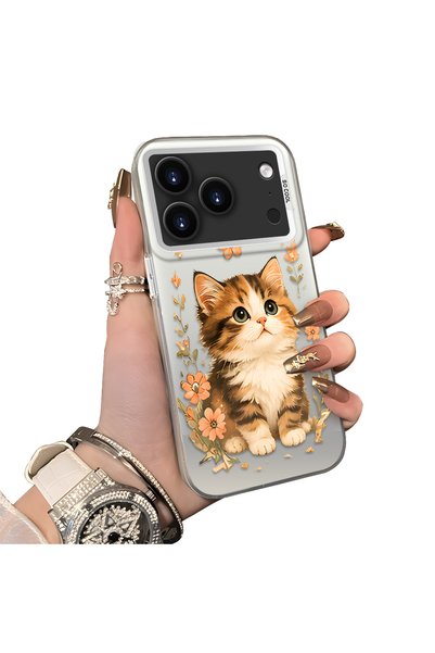 Hontinga For iPhone 18 Pro Compatible Silicone Edge Hard Back Case Cat Patter...