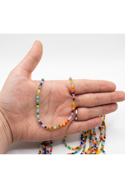Prestij Boncuk Multi-Colored Broken Stone Model Glass Crystal Beads String 3 mm
