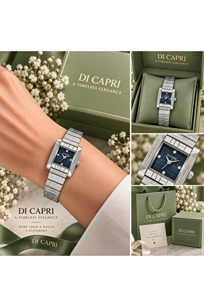 Generic Brand ساعة DI CAPRI النسائية الفضية – مينا أزرق LOOSTER TIME