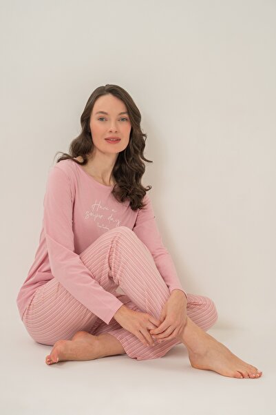 Pierre Cardin Cotton Modal Soft Textured Long Sleeve Women's Pajama Set