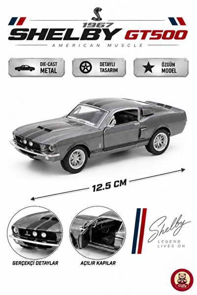 giffy Oyuncak 1967 Shelby GT500 Die-Cast Metal Model Araba 12,5 cm Açılır Kap...