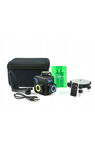 GEKO Nivelă laser 3D cu linii în cruce 360 ° 12 LINII GREEN PILOT + ACCESORII