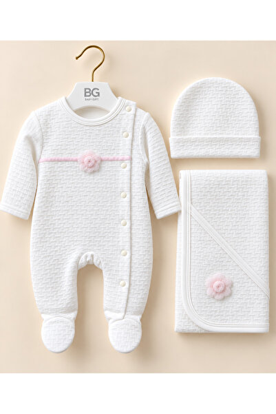 Baby Gift طقم مواليد شتوي 3 قطع - أفرول وكوفلة وطاقبة حديثي الولادة