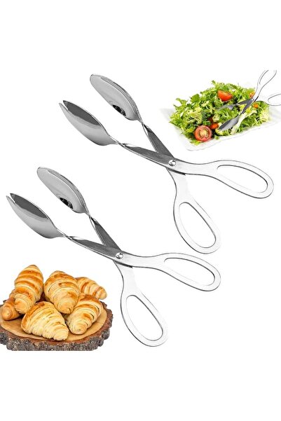 Yelajoy 2 Pack Stainless Steel Serving Tongs (8 Inch) - Salad, Buffet, BBQ, K...