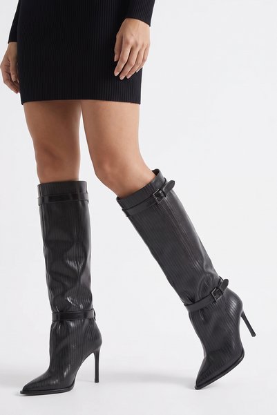 İNNABUTİKK Kefina Women's Heeled Boots - Black Lizard