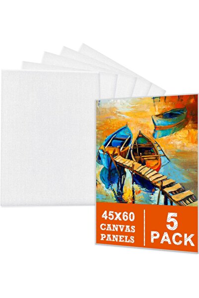 OtherMax Pânze pentru Pictură Suport Bumbac Solid Set 5 Bucăți Alb 45x60 cm