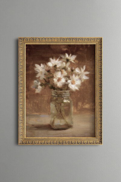 epiqart Daisies in Glass Vase - Vintage Patterned Painting - Fine Model