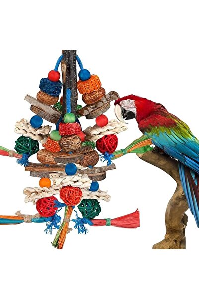 ANYUAN Parrot Bird Toy,Toys Made Of Natural Wooden Blocks,Hanging Chewing Bir...