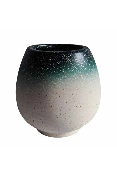 OEM Vaza decorativa, 26-2-2170, ceramica, verde + alb, H 14 cm