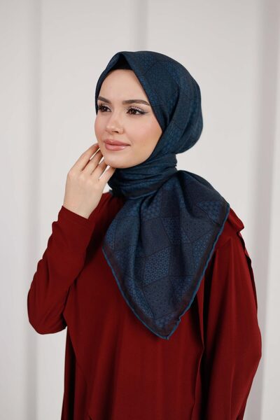 Mosaic Desen Soft Eşarp – Lacivert