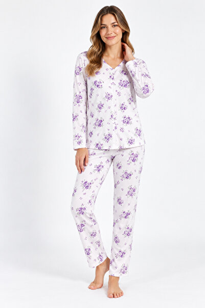 Miss Lale Pijama Γυναικείες χειμωνιάτικες πιτζάμες μεγάλων μεγεθών - λευκές μ...