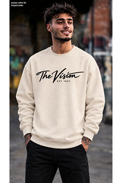 caddekombin سويت شيرت رجالي من The Vision Est 1997 مطبوع عليه الخط العربي ويا...