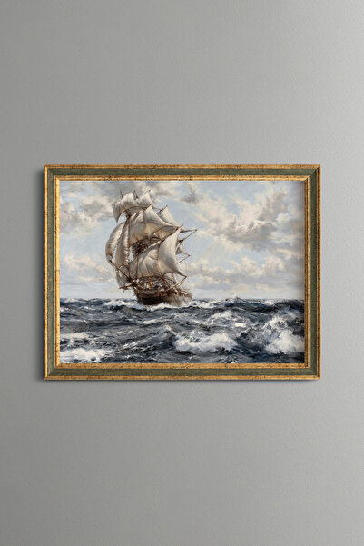 epiqart Sailing in the Stormy Sea - Vintage Patterned Painting - Fine Model