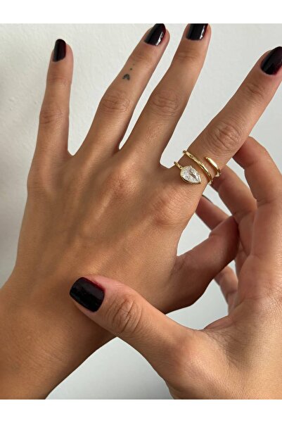 Tuysa Jewelry Damla Zirkon Taşlı Sarmal Yüzük