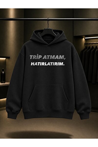 fame-stoned Trip Atmam Hatırlamırım Printed Unisex 100% Cotton Hooded Sweatshirt