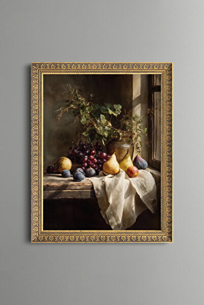 epiqart Fruit Still Life in Window Light - Vintage Patterned Painting - Fine ...