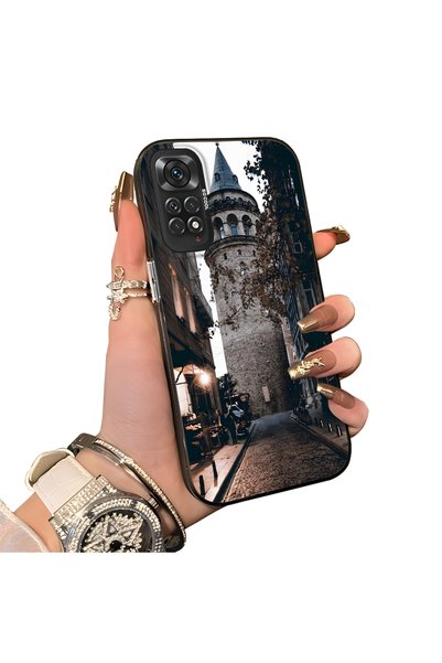 Hontinga Redmi Note 11 Compatible Silicone Edge Hard Back Case Galata Tower P...