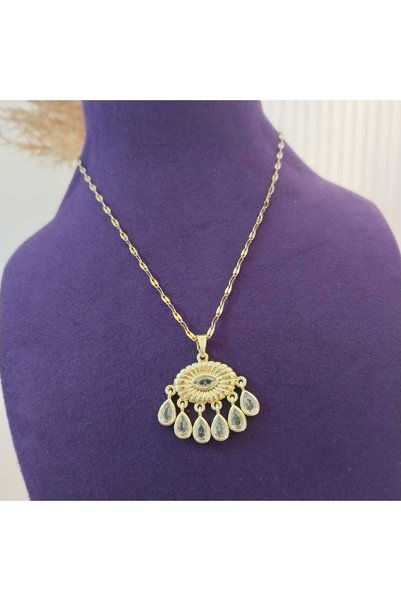 staınless steel Zircon Stone Pendant Gold Color Necklace
