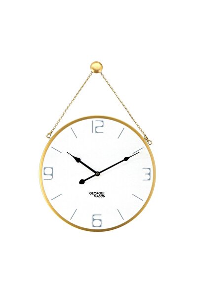 OEM Wall clock GH61263, analog, round, metal + MDF, gilded, 40 cm