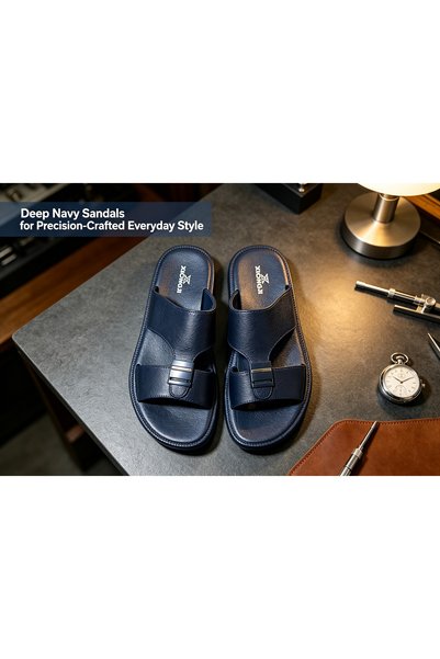 Huanhuan Shoe صنادل رجالية عصرية غير قابلة للانزلاق، صنادل بسيطة من الجلد الص...