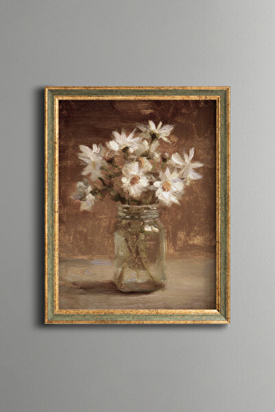epiqart Daisies in Glass Vase - Vintage Patterned Painting - Fine Model