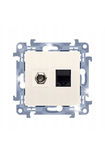 Kontakt-Simon Priză antenă tip F + RJ45 cat.5e SIMON 10 CASFRJ455.01/41 Crem