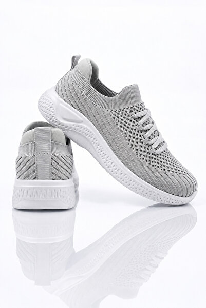 Tonny Black Kadın Açık Gri Rahat Kalıp Triko Bağcıklı Sneaker