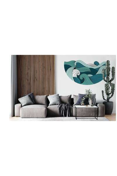 OEM Sticker decorativ perete, living / dormitor / hol, Valuri XS, 50 x 35 cm