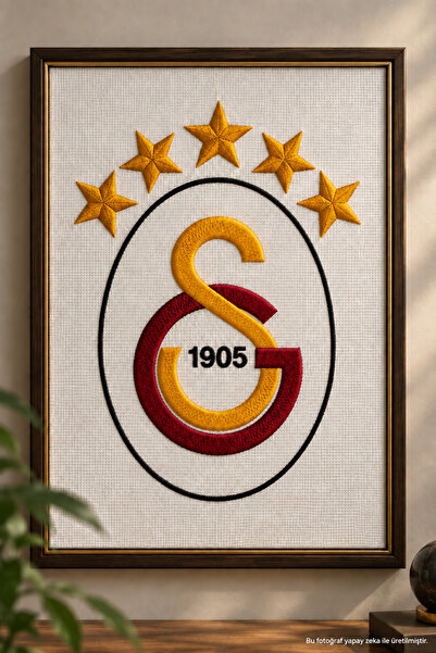 Genel Markalar Nakışlı GS Logo Tablosu – Galatasaray Temalı Dekoratif Nakış K...